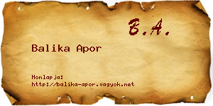 Balika Apor névjegykártya